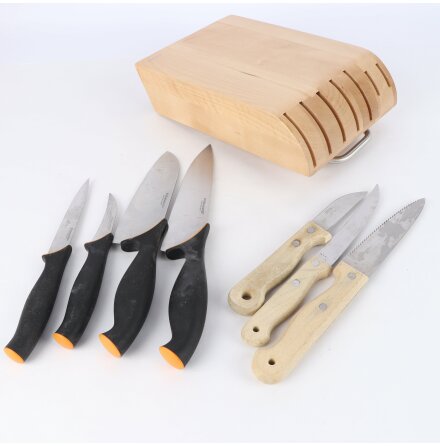 Fiskars/IKEA - Blandat knivset med stativ - 7 knivar