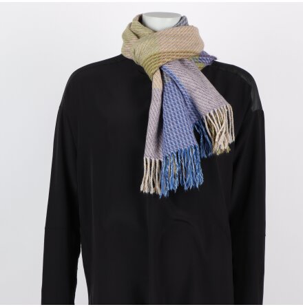 Rutig lilagr�n halsduk - 44x160cm