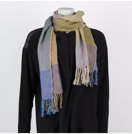 Rutig lilagr�n halsduk - 44x160cm