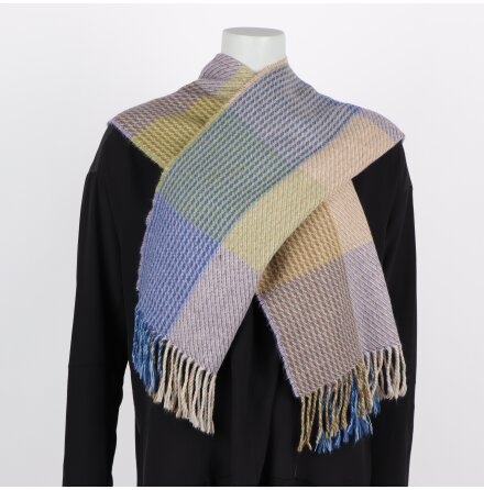 Rutig lilagr�n halsduk - 44x160cm