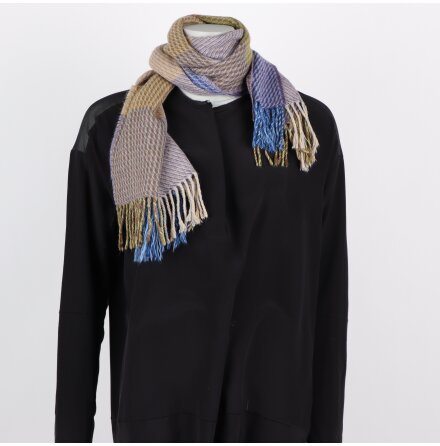 Rutig lilagr�n halsduk - 44x160cm