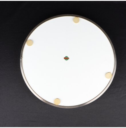 Woodmet - Bricka med metallram och blommotiv - Vintage 