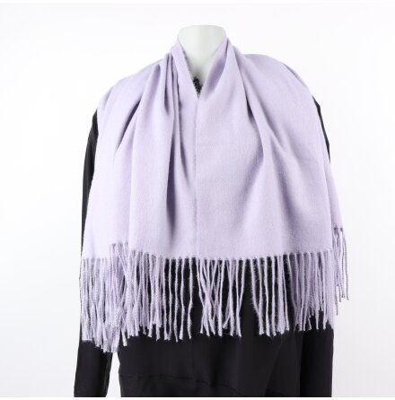 Ljuslila halsduk med fransar - 110x110 cm.