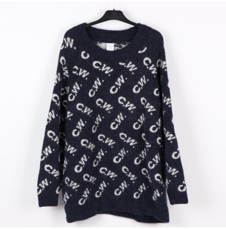 C.W. by Carin Wester - Emma - Marinbl� stickad tr�ja, v�ndbar - stl. M