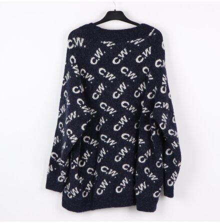 C.W. by Carin Wester - Emma - Marinbl� stickad tr�ja, v�ndbar - stl. M