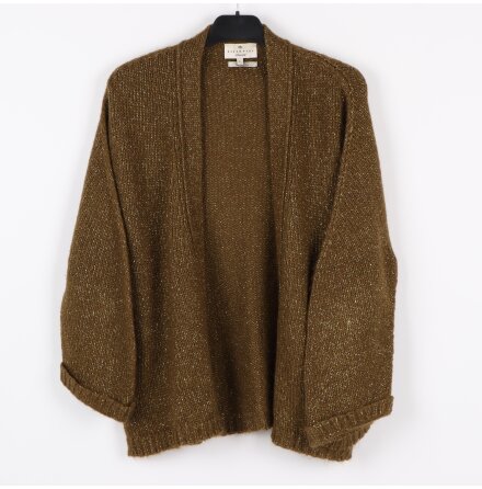 Essentiel - Antwerp - Mossgr�n stickad kofta med guldglitter - stl. L