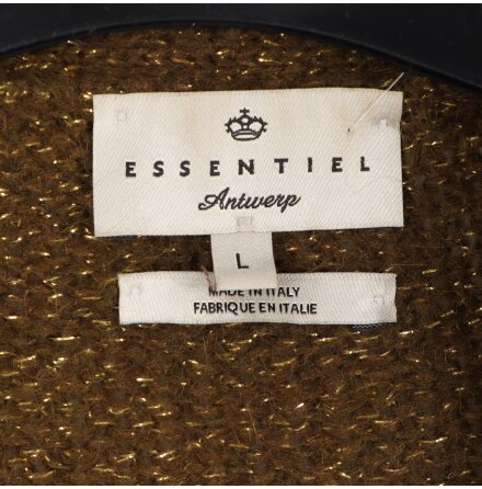 Essentiel - Antwerp - Mossgr�n stickad kofta med guldglitter - stl. L