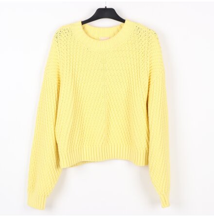 H&amp;M - Gul ribbstickad tr�ja - stl. S