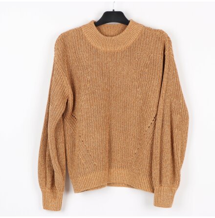 H&amp;M - Guldglittrig ribbstickad brun trja - stl. M
