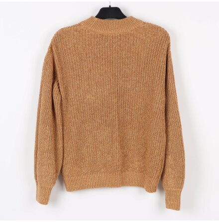 H&amp;M - Guldglittrig ribbstickad brun trja - stl. M