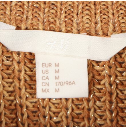 H&amp;M - Guldglittrig ribbstickad brun trja - stl. M