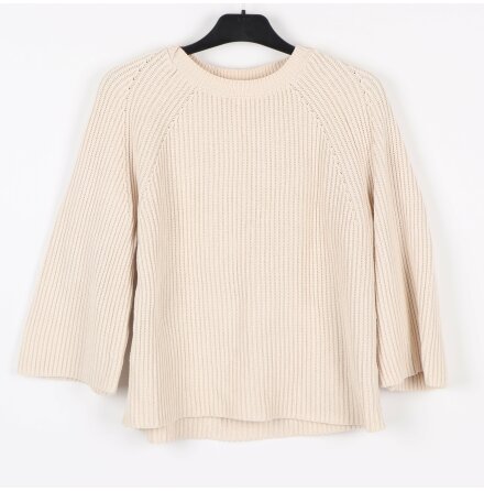 Filippa K - Grddvit ribbstickad trja med 3/4dels rm - stl. S