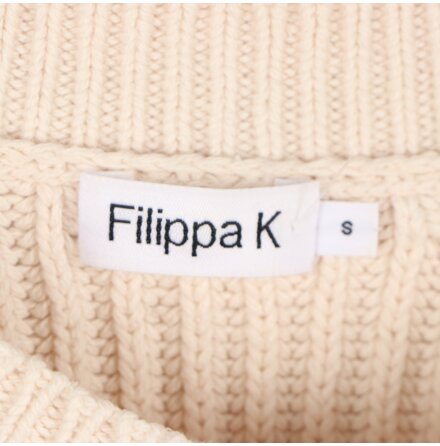 Filippa K - Grddvit ribbstickad trja med 3/4dels rm - stl. S