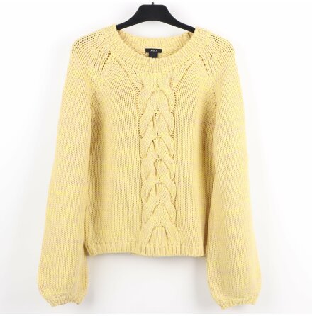 Lindex - Gulbeige kabelstickad trja - stl. S