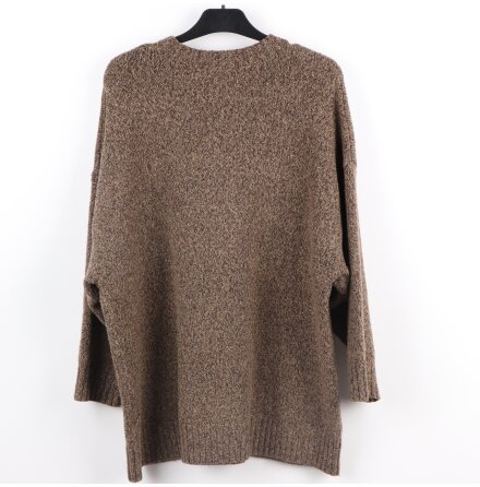 Zara - Brun stickad bastr�ja med kanter i rib - stl. S