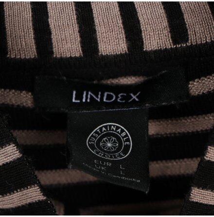 Lindex - Randig lngrmad klnning med 1/2 polo - stl.L