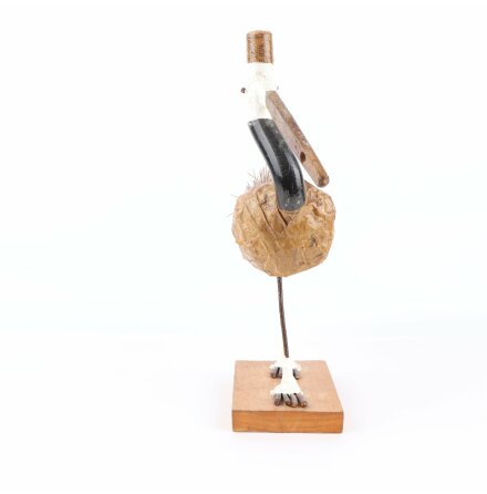 Handgjord Fgelskulptur gjord av metall, tr, halm &amp; kork 
