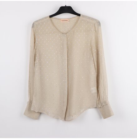 Custommade - Rhina- Cream silk - Semi-transparent blus med silvriga glitterdetaljer - stl. 38