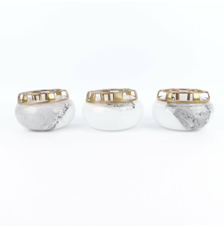 Berendsohn - Ljush�llare i f�rgat glas och m�ssing - 3st