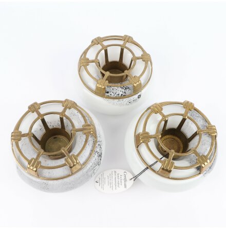 Berendsohn - Ljush�llare i f�rgat glas och m�ssing - 3st