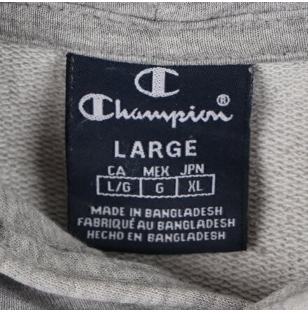 Champion - Gr Hoddie med tryck p brst- stl.L