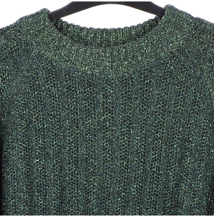 H&amp;M - L�ng glest ribbstickad tr�ja med inslag av glittertr�d - stl. S