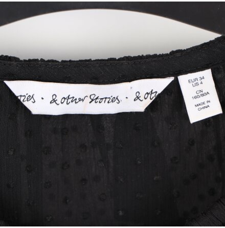 &amp; Other Stories - Svart tie-neck keyhole  blus med snrdetaljer - stl. 34