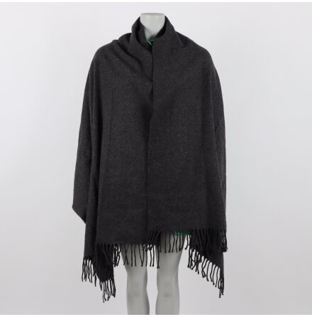 M�rkgr� halsduk med fransar - 190x80cm
