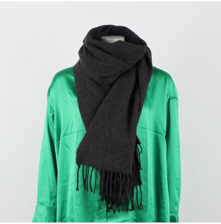 M�rkgr� halsduk med fransar - 190x80cm