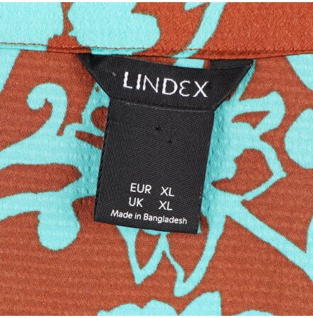 Lindex - Brun blus med turkos blomtryck - stl. XL