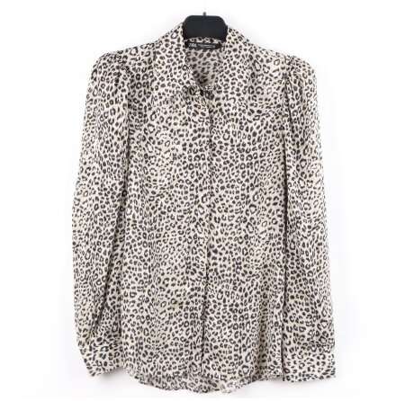 Zara - Tunn leopardm�nstrad blus med axelvaddar - stl.XS