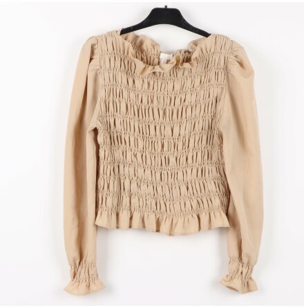  H&amp;M - Antikvit singoalla-topp med puffrm i volang - stl. M
