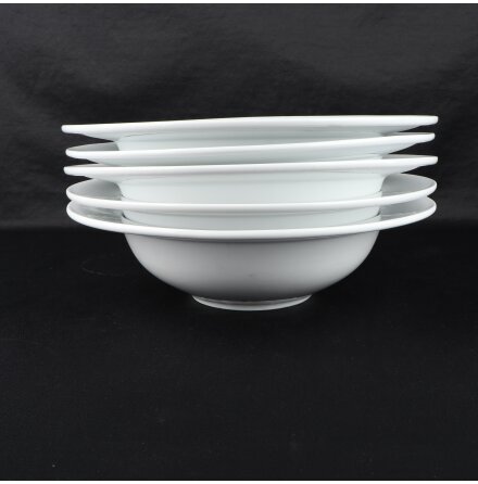 Galzone - Vita stora djupa porslinstallrikar - 5st