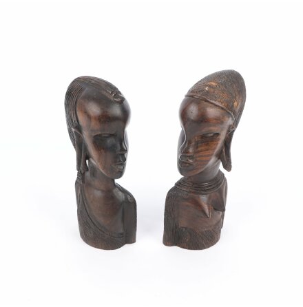 M�rkbruna tr�skulpturer i par - 2st