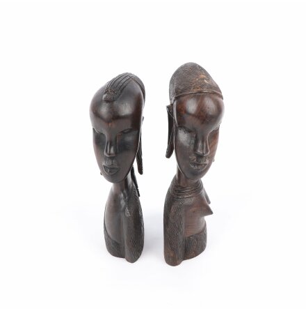 M�rkbruna tr�skulpturer i par - 2st