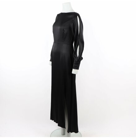 Visual clothing project - Svart lngklnning med &quot;ppna&quot; verrmar och slits - stl.38