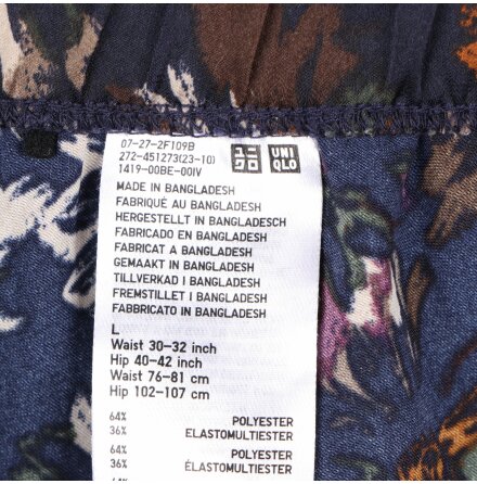 Uniqlo - Blommig flerfrgad byxa med resr och elastanmix