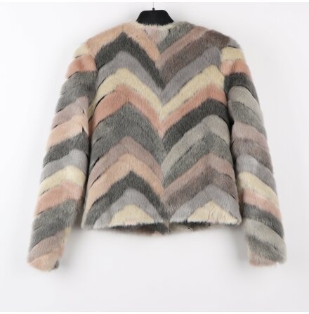 STAND - Sofia Jacket - Midjekort jacka med vinkelformade chevroner i pasteltonad p�lsplysch - stl. 36