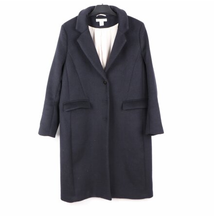H&amp;M - Svart lngkappa i ullmix - stl. 42