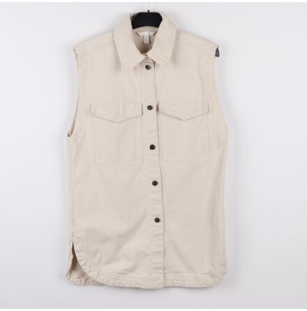 H&amp;M - Naturvit oversized jeansv�st med djupa �rmh�l och sprund i sidorna - stl. XS
