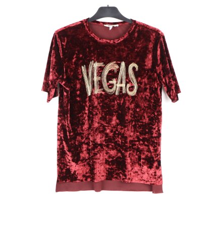 Koton - Sammets T-shirt med broderad text p� br�st - stl.M