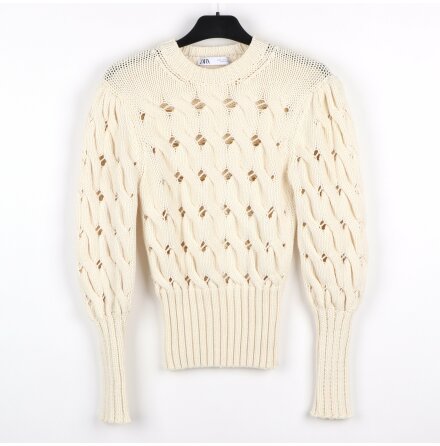 Zara - Hlstickad trja med ballongrmar - stl. S