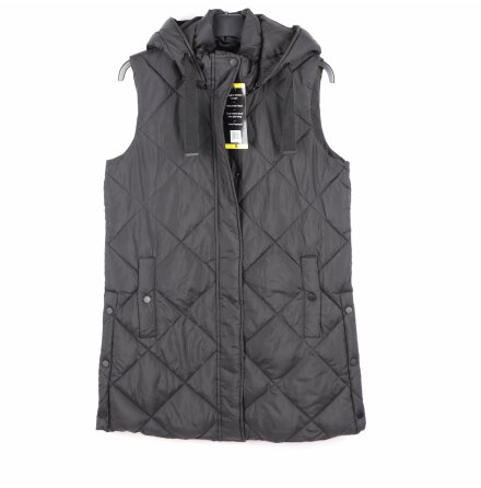 Weather proof - L�ng svart quiltad v�st - stl. S