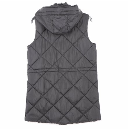 Weather proof - L�ng svart quiltad v�st - stl. S