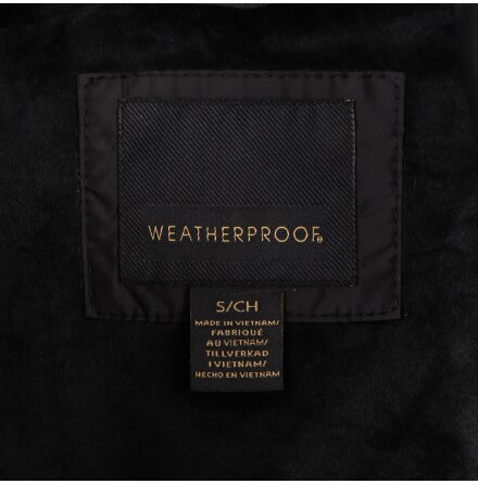 Weather proof - L�ng svart quiltad v�st - stl. S