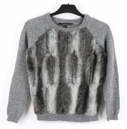Topshop Petite - Stickad trja med plsimitation - stl. 32