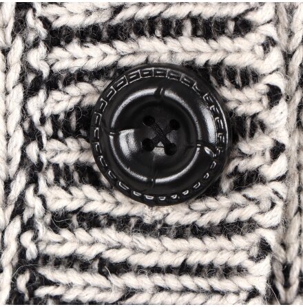 deVal Woman - Gr�/vit - stickad kofta med stor krage - stl. S