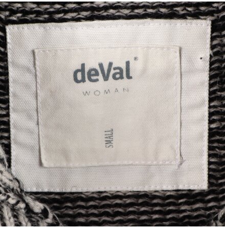 deVal Woman - Gr�/vit - stickad kofta med stor krage - stl. S