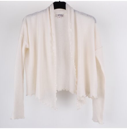 Feeling Cashmere -Mejse wrap - Cremevit kofta med draperad sjalkrage - stl. M