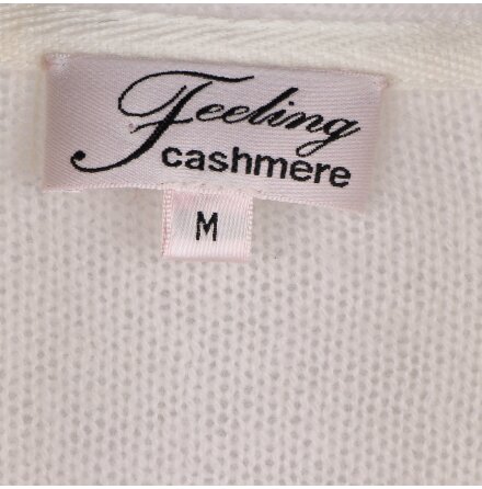 Feeling Cashmere -Mejse wrap - Cremevit kofta med draperad sjalkrage - stl. M